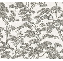 Vliesová tapeta s texturovaným vzorem borových větví v asijském stylu