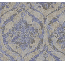 Vliesová tapeta s damaskovým ornamentálním vzorem a vintage efektem.