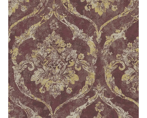 Vliesová tapeta se strukturovaným barokním vzorem a efektem opotřebení.