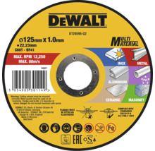 Řezný kotouč DeWalt, 125 mm x 1,0 mm, vhodný pro různé materiály jako kov, nerezová ocel, hliník, PVC, keramika a zdivo