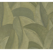 Vliesová tapeta s velkým vzorem palmových listů a jemnou liniovou strukturou.