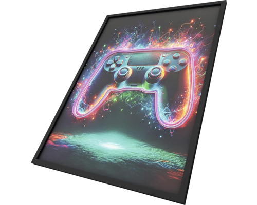 Zarámovaný plakát s motivem videoherního ovladače