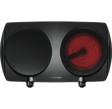 Dvojitá varná deska s jednou zapnutou plotýnkou