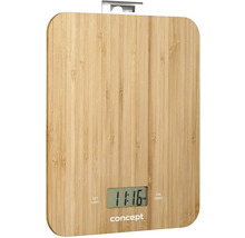 Digitální kuchyňská váha z bambusu se zobrazením času