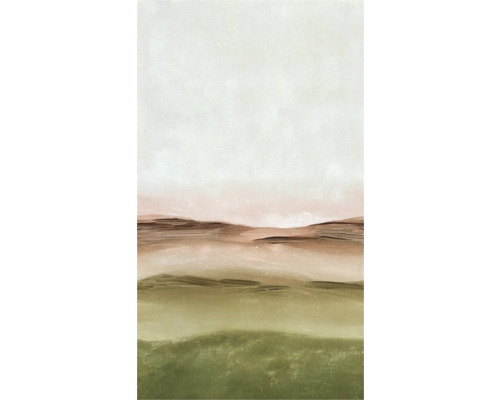 Vliesová tapeta s motivem abstraktní krajiny, malovaná textura s horizontálními vrstvami v přírodních tónech.