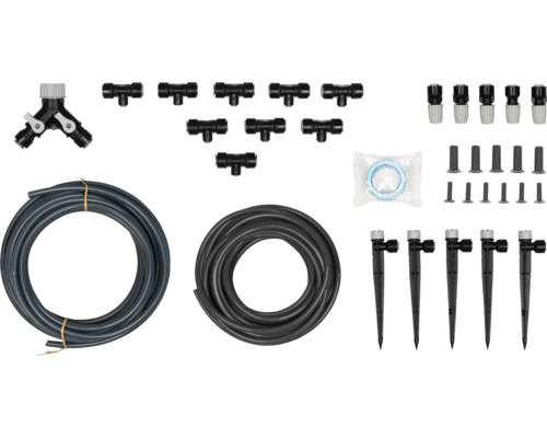 Zahradní zavlažovací sada s hadicí, spojkami a kapkovači pro zavlažování zahrady