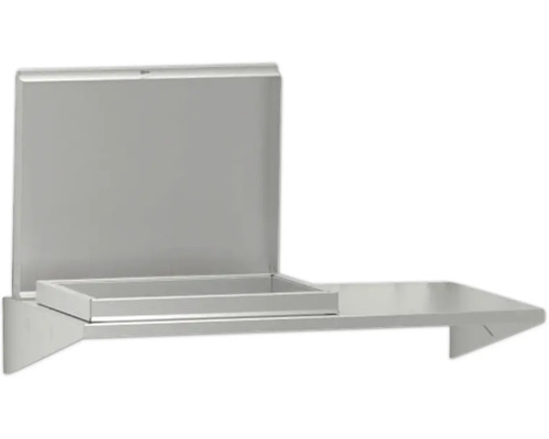 Nástěnný dávkovač mýdla z nerezové oceli s poličkou