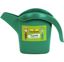 Zelená plastová konev pro děti s FloraSelf Logo.