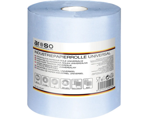 Papírová utěrka 3 vrstvá 19,5x24 cm 400 útržků Aroso univerzální průmyslová papírová role, 96 metrů
