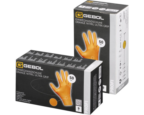 Dvě balení jednorázových rukavic Gebol Orange Nitrile Ultra Grip