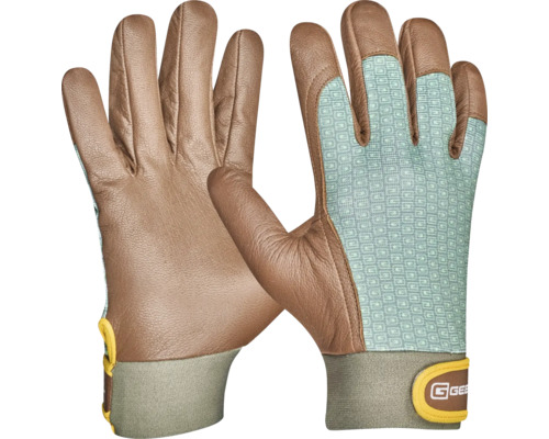 Dvoje zahradních rukavic z kůže a textilu