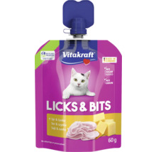 Vitakraft Licks & Bits pochoutka pro kočky se sýrem a šunkou v 60gramovém sáčku