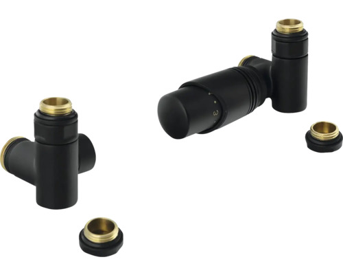 Termostatický ventil radiátoru s regulátorem a připojovacími šroubeními