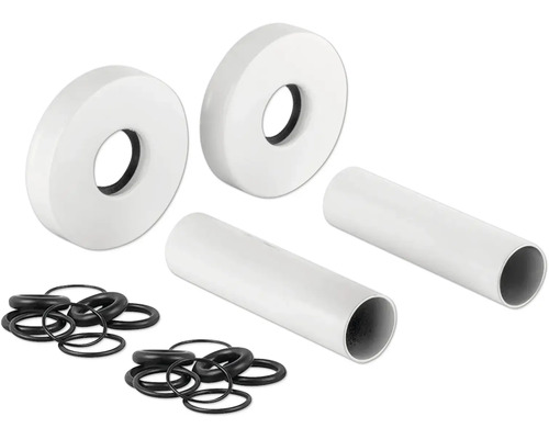 Rozeta na topná tělesa Ø 50 mm nerez bílá 1 Pár Trubkový kryt, manžety a těsnicí kroužky v sadě