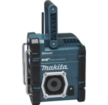 Stavební rádio Makita s Bluetooth, DAB+ Digital Audio Broadcasting, robustním krytem a rukojetí.