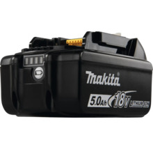 Akumulátor Makita 18 Voltů 5,0 Ampérhodin Lithium-Ion s indikátorem stavu nabití.