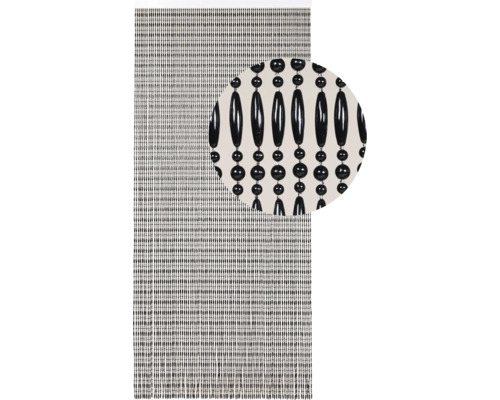 Dekorativní korálkový závěs s designem z černých korálků.