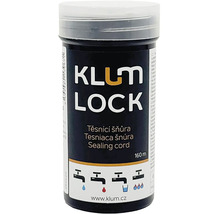 Těsnicí šňůra KLUM LOCK 160 metrů v plastové dóze pro studenou vodu, teplou vodu, pitnou vodu a plyn, KLUM LOCK Logo.