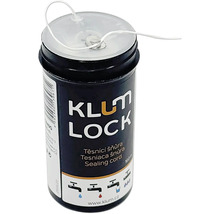 Těsnící šňůra na závity KLUM LOCK v plastové dóze s odřezávačem pro instalatérské práce.