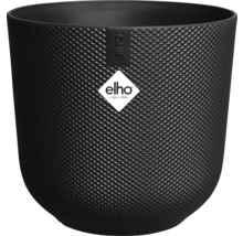 Černý květináč s kosočtvercovým vzorem a logem Elho