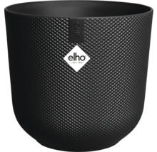 Černý květináč s kosočtvercovou texturou a logem Elho