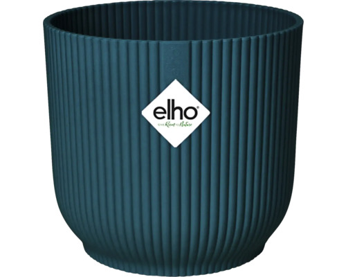 Plastový květináč s žebrovanou strukturou a logem Elho
