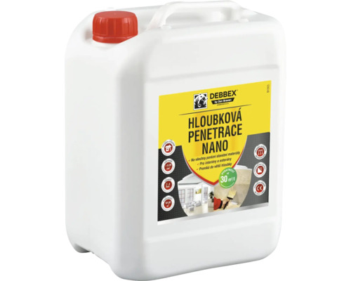 Penetrace hloubková 5 l Debbex Hloubková penetrace Nano v bílém kanystru s červeným víčkem
