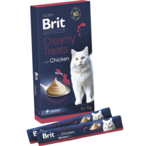 Brit Creamy Treats s kuřecím masem pro kočky, balení se šesti jednotlivými porcemi