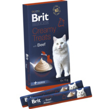 Brit Creamy Treats s hovězím masem pro kočky, balení po 6 kusech