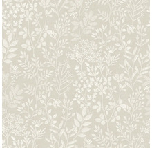 Tapeta s jemným botanickým vzorem květin a listů.