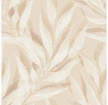 Tapeta s abstraktním vzorem listů ve světlých béžových odstínech.