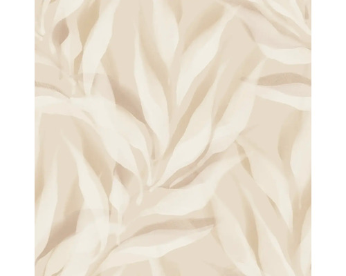 Tapeta s abstraktním vzorem listů ve světlých béžových odstínech.