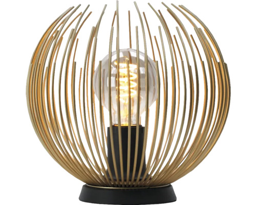 Stolní lampa s kovovou klecí a žárovkou