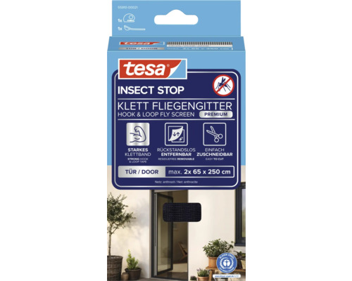 Tesa Insect Stop síť proti hmyzu se suchým zipem pro dveře, maximální velikost 2x 65 x 250 cm