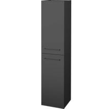 Vysoká koupelnová skříňka se dvěma dvířky a vodorovnými úchyty v antracitové barvě.