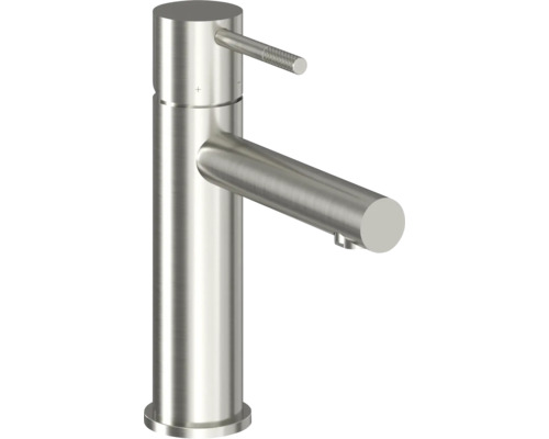 Umyvadlová baterie páková RAVAK NOX nerezová ocel X070644 Umyvadlová baterie z nerezové oceli s válcovým tělem a štíhlou pákou.