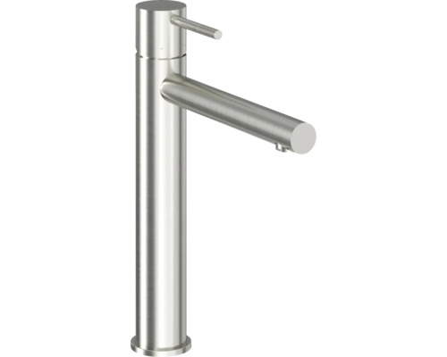 Umyvadlová baterie páková RAVAK NOX nerezová ocel X070645 Vysoká umyvadlová baterie z kartáčované nerezové oceli s pákovým ovládáním a válcovým výtokem.