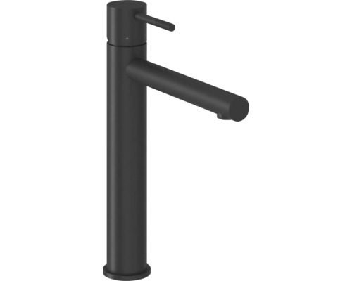 Umyvadlová baterie páková RAVAK NOX černá X070649 Vysoká umyvadlová páková baterie v černé matné barvě s válcovým výtokem a jemnou kolíkovou rukojetí.