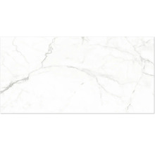 Dlaždice z jemné kameniny s mramorovým efektem a šedým žilkováním pro podlahu a stěnu.