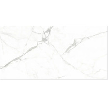 Keramická dlažba s mramorovým dekorem a šedým žilkováním.