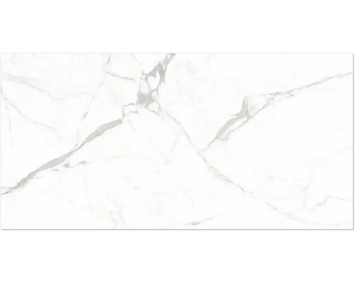 Keramická dlažba s mramorovým dekorem a šedým žilkováním.