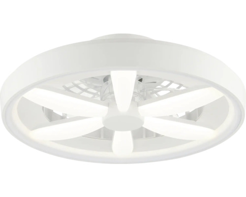 Moderní kulatý stropní ventilátor s integrovaným LED osvětlením a šesti lopatkami.