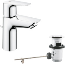 Umyvadlová baterie GROHE s odtokovou soupravou s táhlem z lesklého chromu do koupelny.