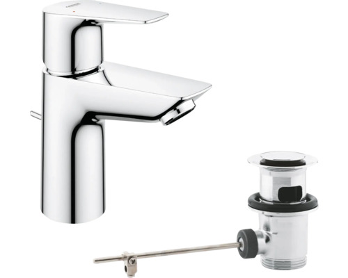 Umyvadlová baterie GROHE s odtokovou soupravou s táhlem z lesklého chromu do koupelny.