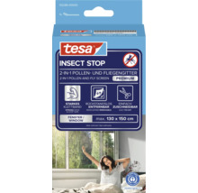 tesa Insect Stop 2 v 1 síť proti pylu a hmyzu Premium pro okna, maximálně 130 na 150 centimetrů, se suchým zipem.
