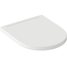 Bílé WC sedátko s plochým víkem ve tvaru D.