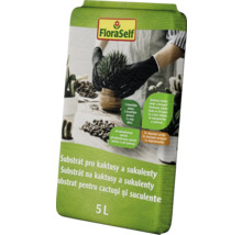 FloraSelf substrát pro kaktusy a sukulenty 5 litrů, speciální substrát s křemičitým pískem, optimálním pH a stopovými prvky.