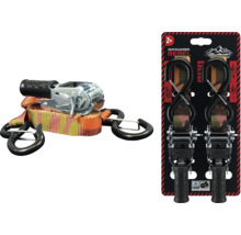 Sada 2 kusů ráčnových upínacích popruhů Quickloader Rebel, maskáčový popruh s černými háky a kovovou ráčnou.