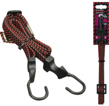 Quickloader Butterfly nastavitelný upínací gumový popruh se dvěma plastovými háky, délka 20 až 140 centimetrů, červeno-černé pružné lano pro zajištění nákladu.