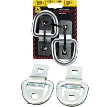 Kotevní úchyty Quickloader, balení 2 kusy, kovová vázací oka ve tvaru D, nosnost až 1250 kilogramů na kus.